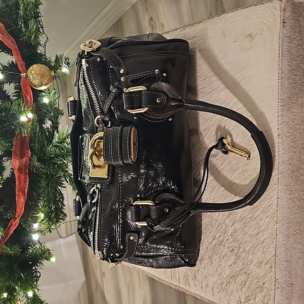 Chloe Paddington black leather locking satchel bag in pristine condition.